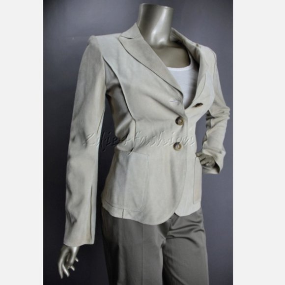 $6995 New GIORGIO ARMANI Soft Calf Leather Tan Beige Suede Jacket 8